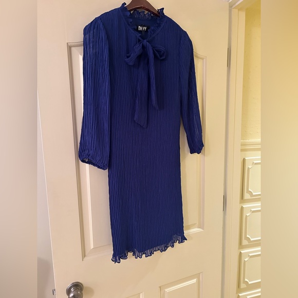 DKNY Blue Long Sleeve Tie Dress Size 6 - Picture 4 of 7